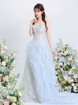 即日発送【couture an/クチュールアン】ベアトップ/ 立体フラワー/ フリル/ アシンメトリー/ ビジュー/ スパンコール/ フレア/ Aライン/ プリンセス/ バースデー/ ウェディングドレス/ ロングドレス/ キャバドレス long[OF05]