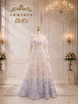 即日発送【couture an/クチュールアン】オフショルダー/ 立体フラワー/ ビジュー/ スピンドル/ フレア/ Aライン/ プリンセス/ バースデー/ ウェディングドレス/ ロングドレス/ キャバドレス long[OF05]