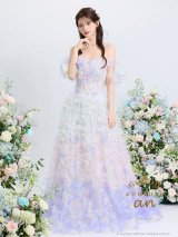 即日発送【couture an/クチュールアン】オフショルダー/ 立体フラワー/ ビジュー/ スピンドル/ フレア/ Aライン/ プリンセス/ バースデー/ ウェディングドレス/ ロングドレス/ キャバドレス long[OF05]
