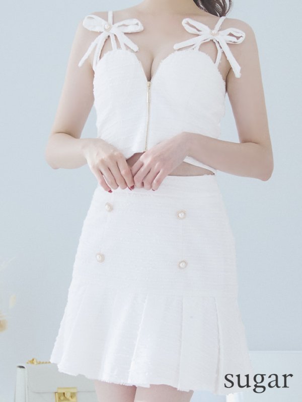 画像17: XSサイズあり【an /アン】リボン/ キャミソール/ フロントジップ/ プリーツ/ Aライン/ セットアップ/ ミニドレス/ キャバドレス[OF05]