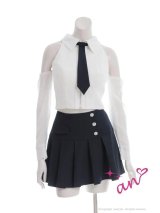 XSサイズあり【an /アン】4way/ 袖取り外し可能/ ネクタイ付き/ 襟/ フロントジップ/ アメスリ/ プリーツ/ フレア/ セットアップ/ ミニドレス/ キャバドレス[OF05]