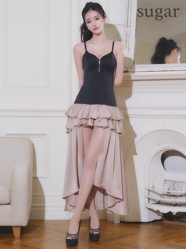 ブラックxピンクベージュ　モデル：ゆりお　身長：165cm　着用サイズ：Sサイズ