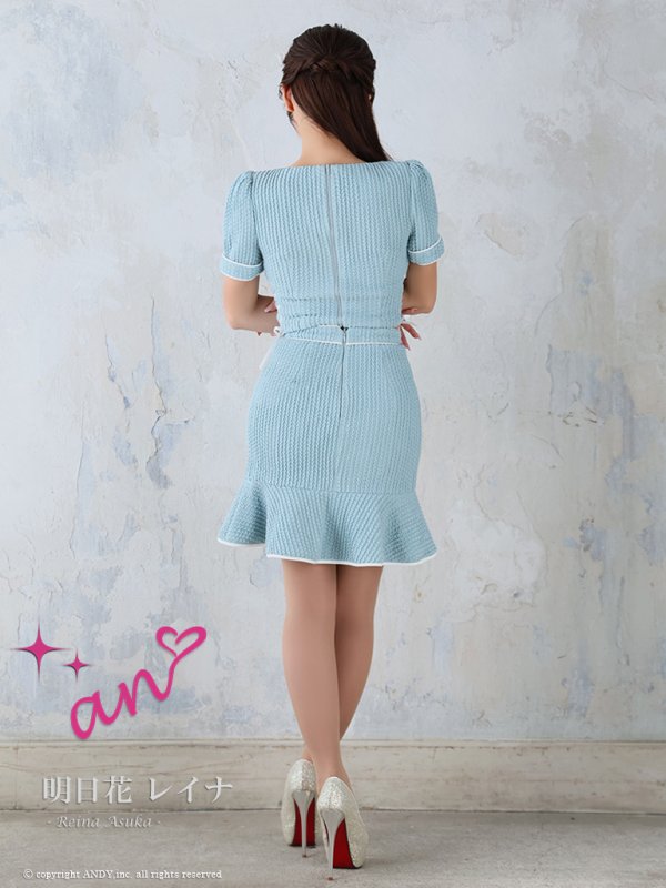 画像16: XSサイズあり【an /アン】 セットアップ/ リボン/ スピンドル/ バストカットアウト/ 半袖/ 袖あり/ フロントジップ/ マーメイド/ ミニドレス/ キャバドレス[OF05]