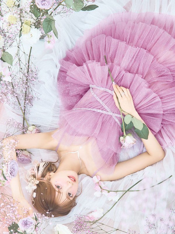 画像8: 【ひめか/関西コレクション着用】【couture an/クチュールアン】 グラデーション/ ティアード/ チュール/ レース/ フレア/  キャミソール/ ラメ/ Aライン/ ロングドレス/ カラードレス long[OF05]