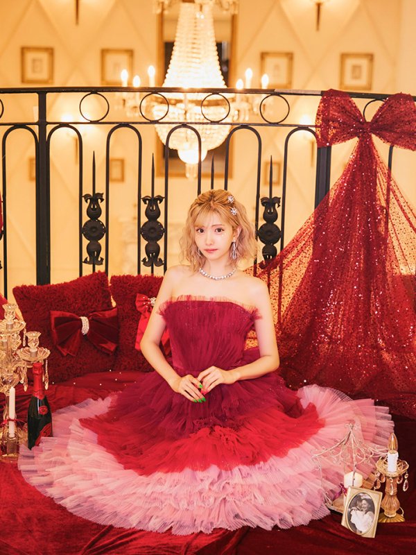 画像13: 【HIMEKA/関西コレクション着用】ANDY Fashion Press 19掲載【couture an/クチュールアン】グラデーション/ フリル/ チュール/ ベア/ リボン/ フレア/ Aライン/ プリンセス/ ロングドレス/ キャバドレス long[OF05]