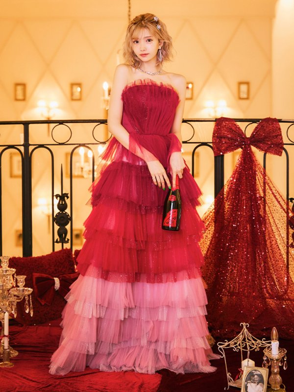 画像5: 【HIMEKA/関西コレクション着用】ANDY Fashion Press 19掲載【couture an/クチュールアン】グラデーション/ フリル/ チュール/ ベア/ リボン/ フレア/ Aライン/ プリンセス/ ロングドレス/ キャバドレス long[OF05]