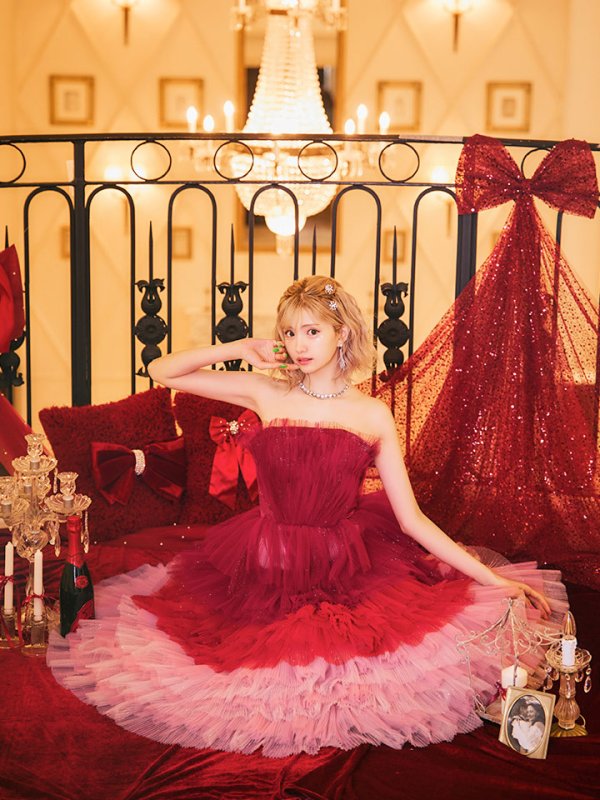 画像6: 【HIMEKA/関西コレクション着用】ANDY Fashion Press 19掲載【couture an/クチュールアン】グラデーション/ フリル/ チュール/ ベア/ リボン/ フレア/ Aライン/ プリンセス/ ロングドレス/ キャバドレス long[OF05]