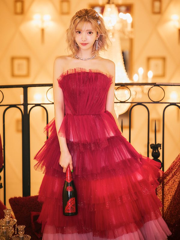 画像8: 【HIMEKA/関西コレクション着用】ANDY Fashion Press 19掲載【couture an/クチュールアン】グラデーション/ フリル/ チュール/ ベア/ リボン/ フレア/ Aライン/ プリンセス/ ロングドレス/ キャバドレス long[OF05]