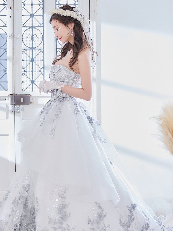 画像43: 【関西コレクション着用】【ANGEL R PREMIUM/エンジェルアールプレミアム】ベア/ ウェディング/ バースデー/ プリンセス/ フラワーレース/ スパンコールビジュー/ キャバドレスlong【HC03】