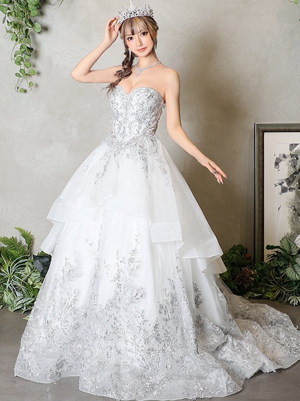 画像5: 【ANGEL R PREMIUM/エンジェルアールプレミアム】ベア/ ウェディング/ バースデー/ プリンセス/ フラワーレース/ スパンコールビジュー/ キャバドレスlong【HC03】