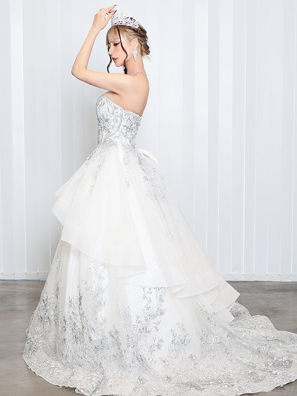 画像7: 【ANGEL R PREMIUM/エンジェルアールプレミアム】ベア/ ウェディング/ バースデー/ プリンセス/ フラワーレース/ スパンコールビジュー/ キャバドレスlong【HC03】