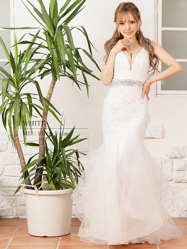 画像4: 【ANGEL R PREMIUM/エンジェルアールプレミアム】Vバスト/ スパンコール/ ウエストビジュー/ マーメイド/ ロング/ キャバドレス long[OF2]