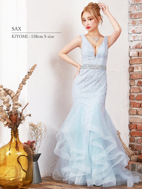 画像6: 【ANGEL R PREMIUM/エンジェルアールプレミアム】Vバスト/ スパンコール/ ウエストビジュー/ マーメイド/ ロング/ キャバドレス long[OF2]