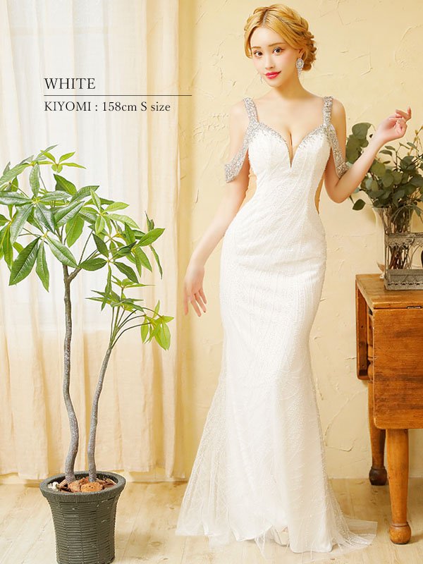 画像13: 【ANGEL R PREMIUM/エンジェルアールプレミアム】スパンコール/ レース/ オープンショルダー/ ビジュー/ マーメイド/ ロング/ キャバドレス long[OF2]