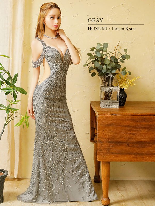 画像22: 【ANGEL R PREMIUM/エンジェルアールプレミアム】スパンコール/ レース/ オープンショルダー/ ビジュー/ マーメイド/ ロング/ キャバドレス long[OF2]