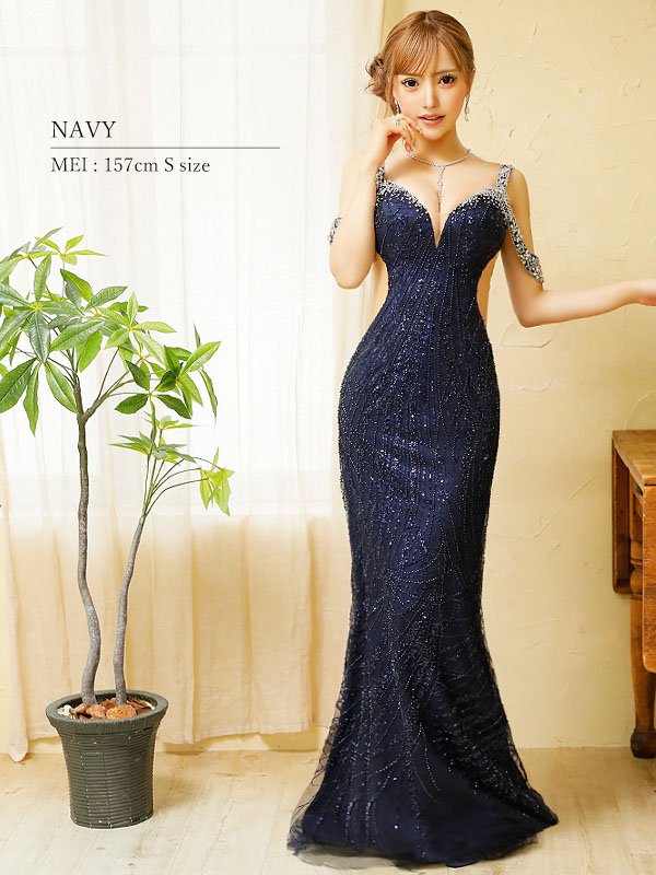 画像20: 【ANGEL R PREMIUM/エンジェルアールプレミアム】スパンコール/ レース/ オープンショルダー/ ビジュー/ マーメイド/ ロング/ キャバドレス long[OF2]