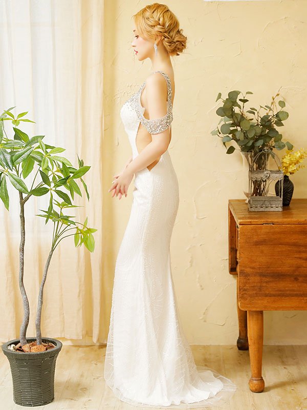 画像15: 【ANGEL R PREMIUM/エンジェルアールプレミアム】スパンコール/ レース/ オープンショルダー/ ビジュー/ マーメイド/ ロング/ キャバドレス long[OF2]