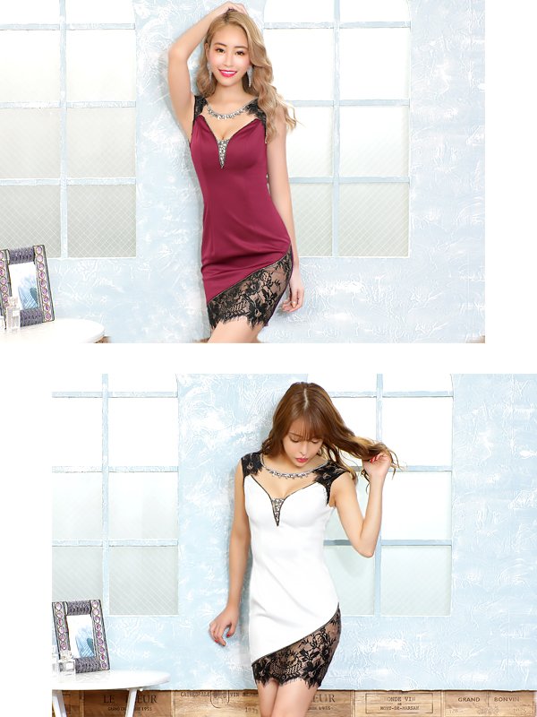 画像4: 【ANGEL R/エンジェルアール】レースカッティング/ ビジュー/ タイトミニ/ ミニドレス/ キャバドレス[OF2]