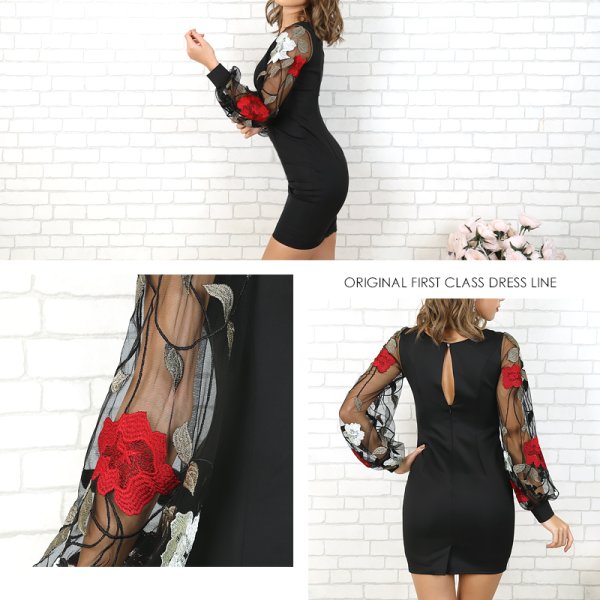 画像4: 訳あり商品☆汚れなど☆【ANGEL R/エンジェルアール】フラワー/ フレアスリーブ/タイト/ ミニドレス/ キャバドレス/[OF2]