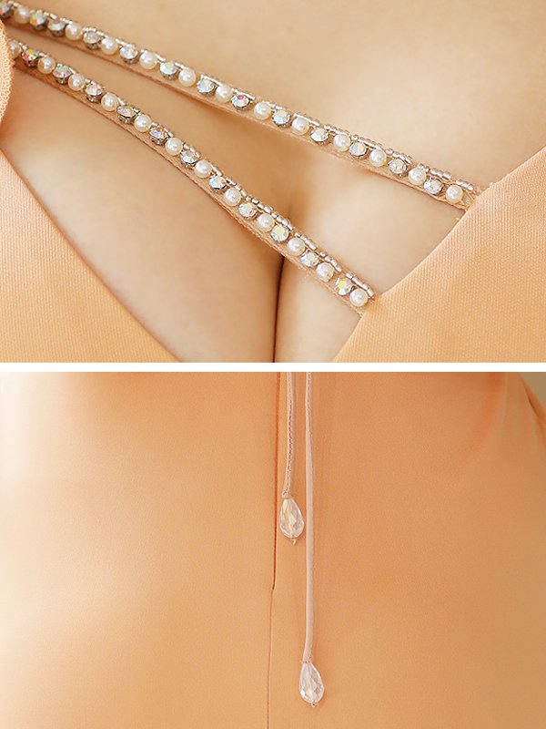 画像13: 【ANGEL R/エンジェルアール】ショルダーフリル/ フリル/ チェーンビジュー/ スリット/ タイト/ ロングドレス/ キャバドレス long[OF2]