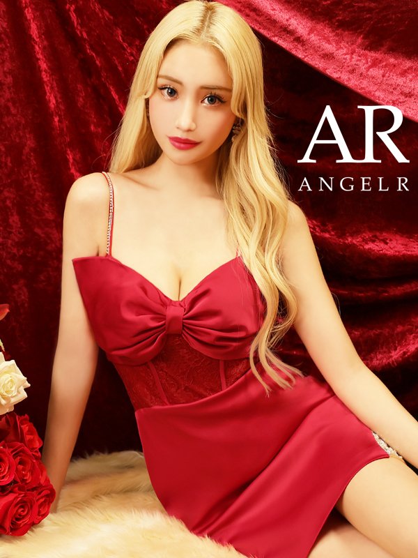 画像1: XSサイズあり【ANGEL R/エンジェルアール】ビックリボン/ キャミソール/ フラワーレース/ ワンカラー/ タイト/ ミニドレス/ キャバドレス[OF2]