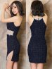 画像8: XSサイズあり【ANGEL R/エンジェルアール】ラメツイード/ デコルテウエストビジュー/ ホルター/ アメスリ/ タイト/ ミニドレス/ キャバドレス[OF2] (8)