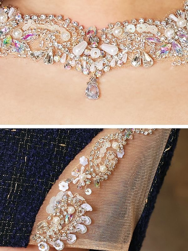 画像10: XSサイズあり【ANGEL R/エンジェルアール】ラメツイード/ デコルテウエストビジュー/ ホルター/ アメスリ/ タイト/ ミニドレス/ キャバドレス[OF2]