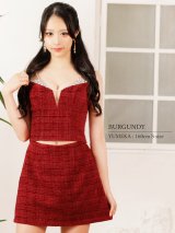 背の低い方必見！【ANGEL R/エンジェルアール】ツイード/ ショルダーバストビジュー/ セパレート/ フレア/ マイクロミニドレス/ キャバドレス[OF2]
