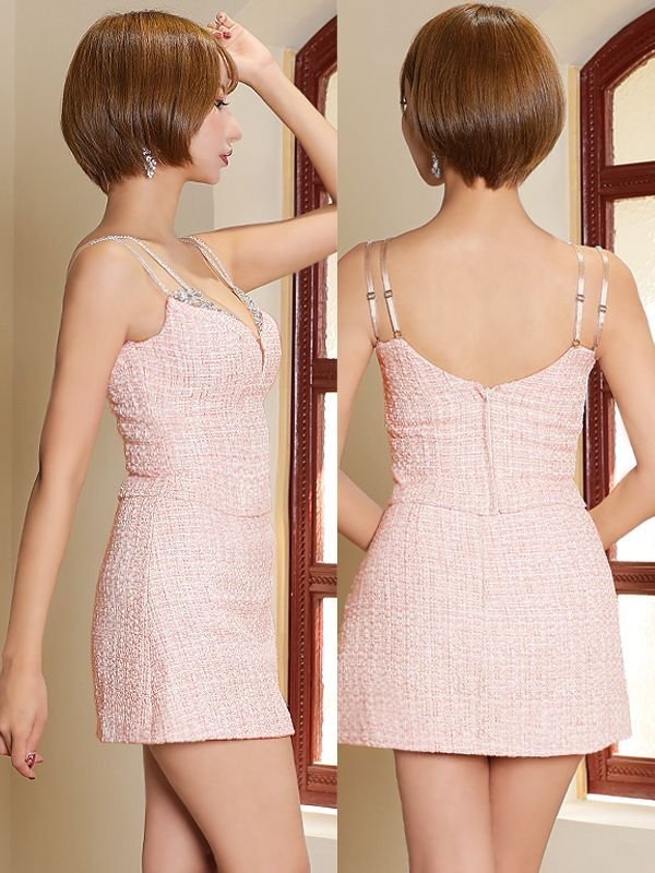 画像8: 【LIMITED SALE開催中！! 11月11日より順次発送予定】背の低い方必見！【ANGEL R/エンジェルアール】ツイード/ ショルダーバストビジュー/ セパレート/ フレア/ マイクロミニドレス/ キャバドレス[OF2]