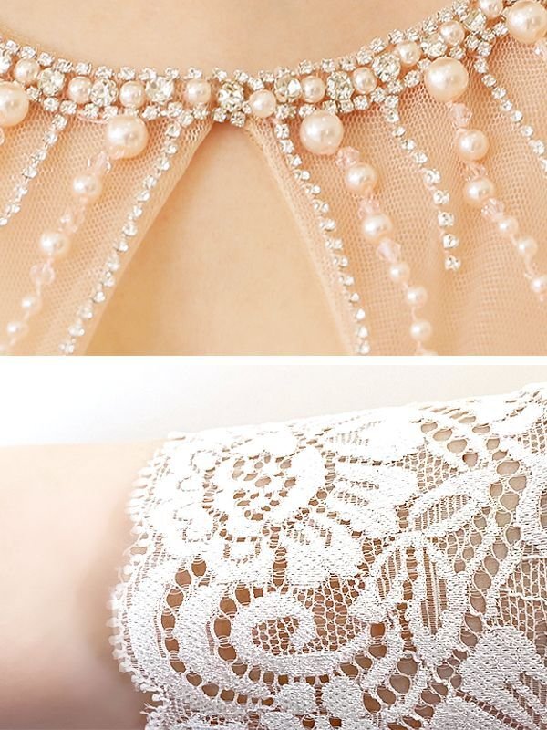 画像4: 【ANGEL R/エンジェルアール】シースルーシフォンスリーブ/ 七分袖/ 長袖/ ロングスリーブ/ パール/ ビジュー/ タイト/ ミニドレス/ キャバドレス[OF2]