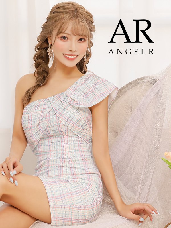 XSサイズあり【Angel R/エンジェルアール】リボンワンショルダー/ チェック/ タイト/ ミニドレス/ キャバドレス　ピンク