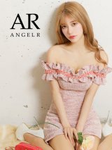 XSサイズあり【Angel R/エンジェルアール】ツイード/ ビジュー/ フリル/ オフショルダー/ フレア/ミニドレス/ キャバドレス[OF2]