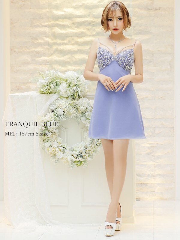 画像5: XSサイズあり【ANGEL R/エンジェルアール】キャミ/ バストショルダースパンコールビジュー/ フレア/ ミニドレス/ キャバドレス[OF2]