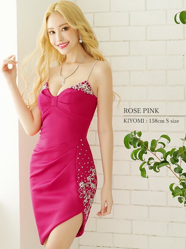 画像7: XSサイズあり【ANGEL R/エンジェルアール】バストリボン/ キャミソール/ サイドビジュー/ タック/ 変形スカート/ タイト/ ミニドレス/ キャバドレス[OF2]