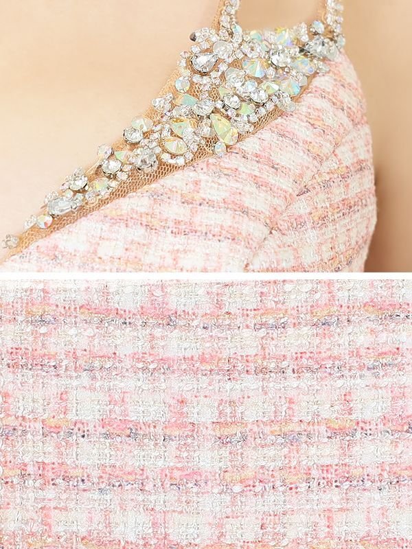 画像9: XSサイズあり【ANGEL R/エンジェルアール】バストビジュー/ チェックツイード/ セパレート/ フレア/ ミニドレス/ キャバドレス[OF2]