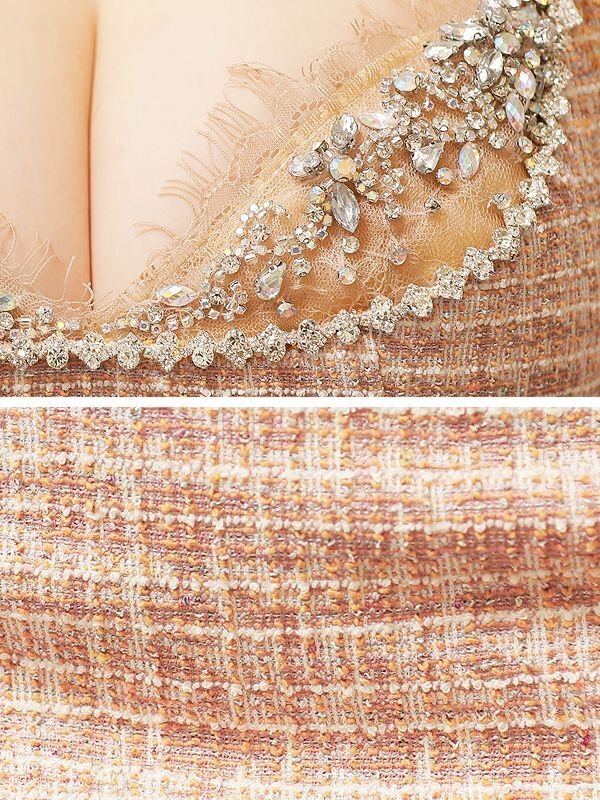 画像9: XSサイズあり【ANGEL R/エンジェルアール】バストレース/ ショルダービジュー/ チェック/ ツイード/ タイト/ ミニドレス/ キャバドレス[OF2]