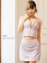 XSサイズあり【ANGEL R/エンジェルアール】フロントファスナー/ チェーン/ ツイード/ セパレート/ 台形スカート/ マイクロミニ/ セットアップ/ ミニドレス/ キャバドレス[OF2]