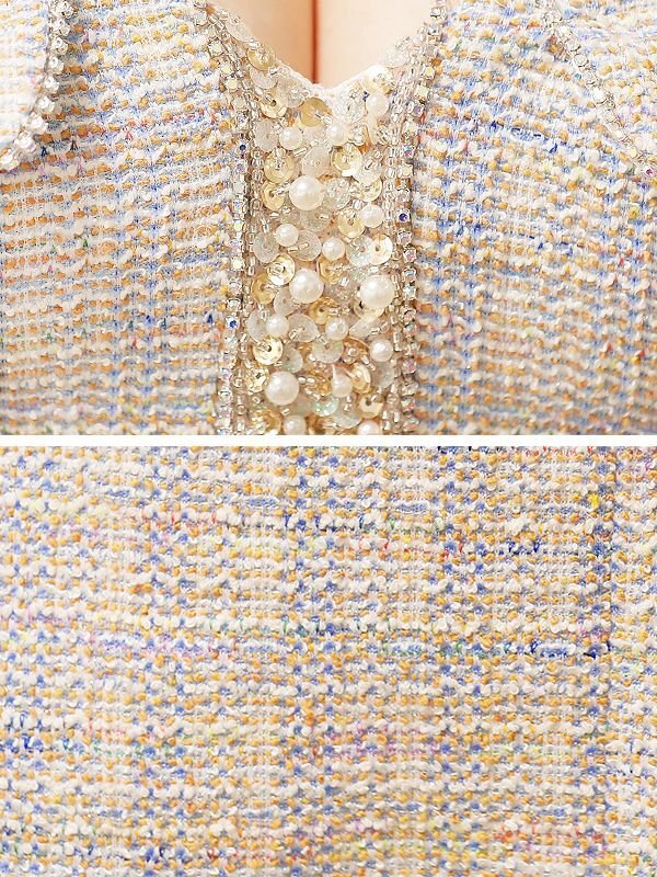 画像9: XSサイズあり【ANGEL R/エンジェルアール】スパンコールパールビジュー/ フラップボタン/ ツイード/ セパレート/ チェック/ マイクロミニ/ セットアップ/ ミニドレス/ キャバドレス[OF2]