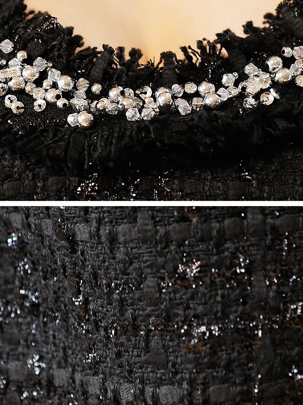 画像9: XSサイズあり【ANGEL R/エンジェルアール】デコルテフリンジビジュー/ ラメツイード/ ノースリーブ/ タイト/ ミニドレス/ キャバドレス[OF2]