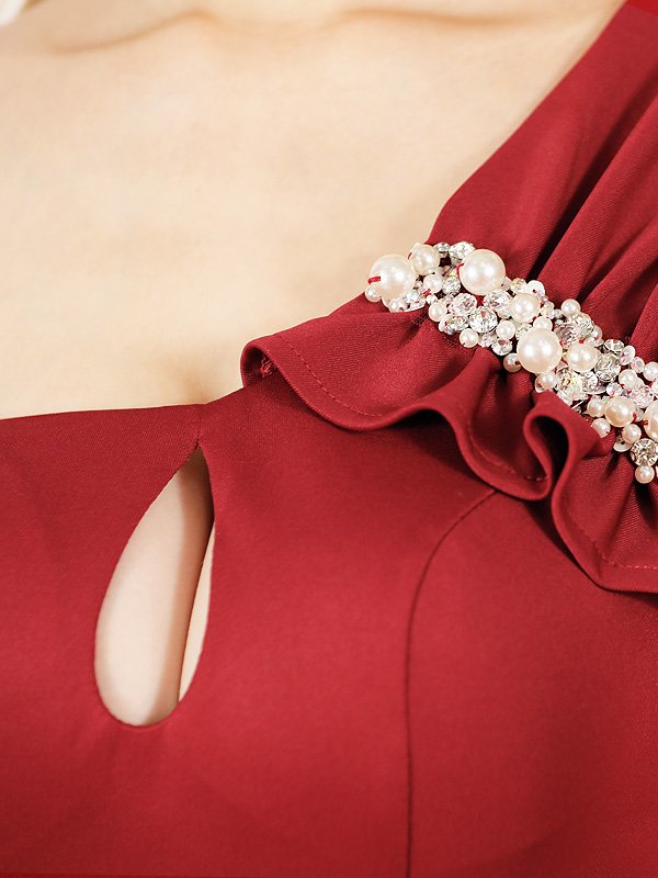 画像9: XSサイズあり【ANGEL R/エンジェルアール】バストオープン/ パール/ ビジュー/ ビジュー/ ワンショルダー/ タイト/ ミニドレス/ キャバドレス[OF2]