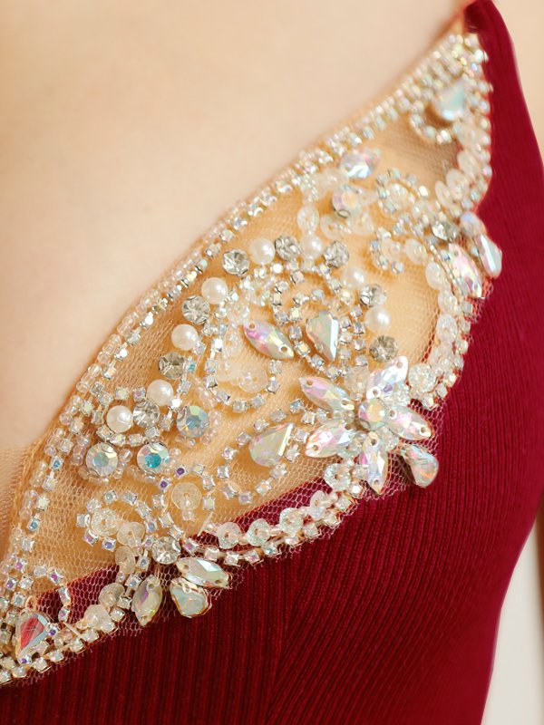 画像19: XSサイズあり【ANGEL R/エンジェルアール】バストメッシュ/ パール/ ビジュー/ キャミソール/ タイト/ ワンカラー/ ミニドレス/ キャバドレス[OF2]