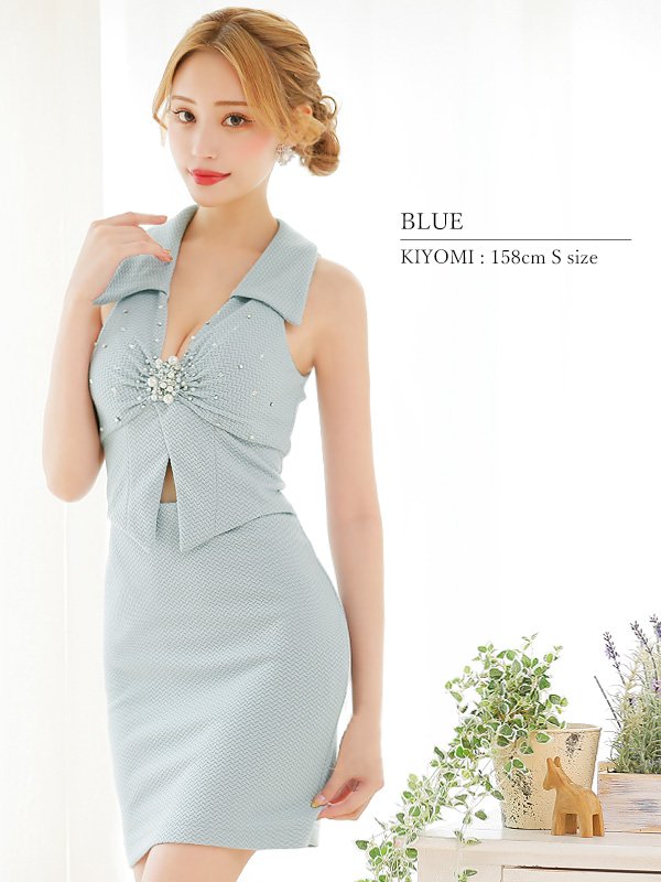 画像26: XSサイズあり【ANGEL R/エンジェルアール】 ビッグカラー/ バストビジュー/ ワンカラー/ ノースリーブ/ タイト/ ミニドレス/ キャバドレス[OF2]