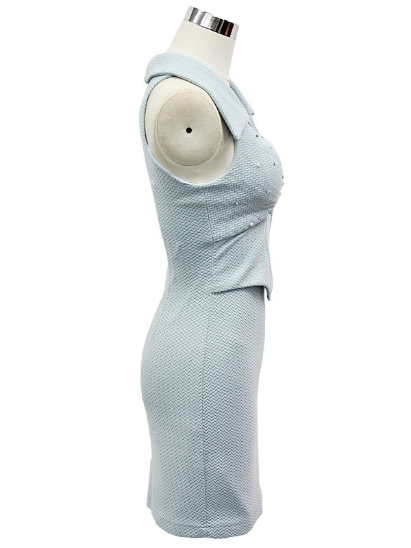 画像28: XSサイズあり【ANGEL R/エンジェルアール】 ビッグカラー/ バストビジュー/ ワンカラー/ ノースリーブ/ タイト/ ミニドレス/ キャバドレス[OF2]