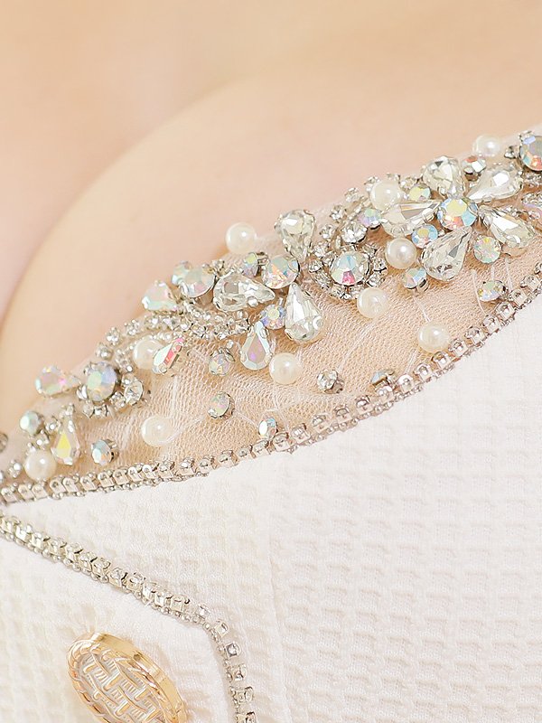 画像10: XSサイズあり【ANGEL R/エンジェルアール】バストメッシュ/ ビジュー/ ボタン/ キャミソール/ タイト/ ミニドレス/ キャバドレス[OF2]