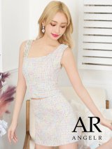 XSサイズあり☆背の低い方必見！【ANGEL R/エンジェルアール】ツイード/ ショルダービジュー/ ツーピース/ タイト/ マイクロミニドレス/ キャバドレスーススリーブ/ 長袖/ ビジュー/ アメスリ/ タイト/ ミニドレス/ キャバドレス[OF2]