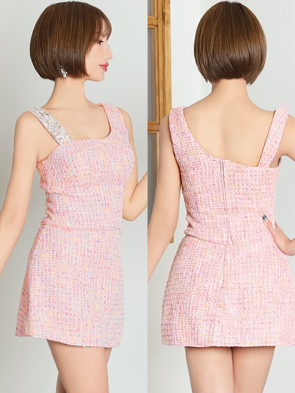 画像8: XSサイズあり☆背の低い方必見！【ANGEL R/エンジェルアール】ツイード/ ショルダービジュー/ ツーピース/ タイト/ マイクロミニドレス/ キャバドレスーススリーブ/ 長袖/ ビジュー/ アメスリ/ タイト/ ミニドレス/ キャバドレス[OF2]