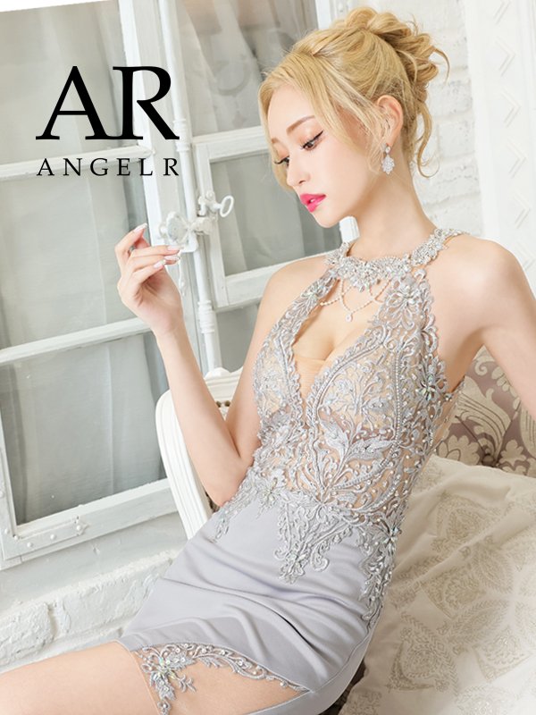 画像2: XSサイズあり【ANGEL R/エンジェルアール】アッパーフラワーレース/ ビジュー/ パールチェーン/ ノースリーブ/ シアー/ タイト/ ミニドレス/ キャバドレス[OF2]