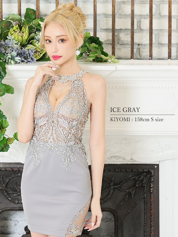 画像15: XSサイズあり【ANGEL R/エンジェルアール】アッパーフラワーレース/ ビジュー/ パールチェーン/ ノースリーブ/ シアー/ タイト/ ミニドレス/ キャバドレス[OF2]