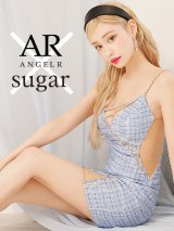 sugarコラボ商品☆XSサイズあり【Angel R/エンジェルアール】フロントパールビジュー/ アシンメトリーショルダー/ チェック/ ツイード/ キャミソール/ タイト/ ミニドレス/ キャバドレス[OF2]