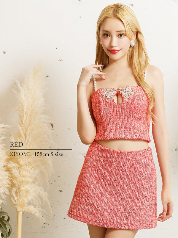 画像6: XSサイズあり【ANGEL R/エンジェルアール】オープンバスト/ ビジューミックス/ セパレート/ ツイード/ セットアップ/ タイト/ マイクロミニ/ ミニドレス/ キャバドレス[OF2]